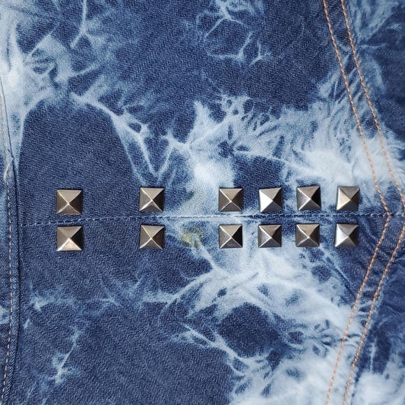 3/$30 Adiktd Snap Front Distressed Denim Shirt - Picture 3 of 9